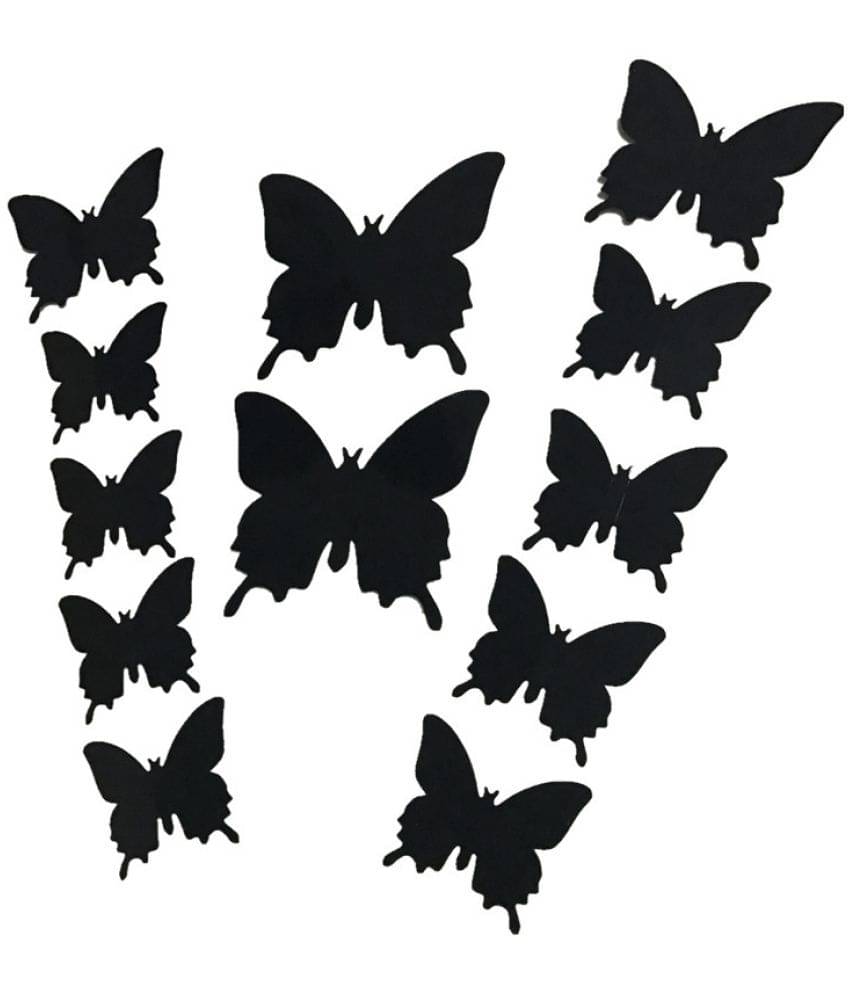 Jaamso Royals Black 3D Butterflie Nature Theme PVC 3D Sticker     			Jaamso Royals Black 3D Butterflie Nature Theme PVC 3D Sticker