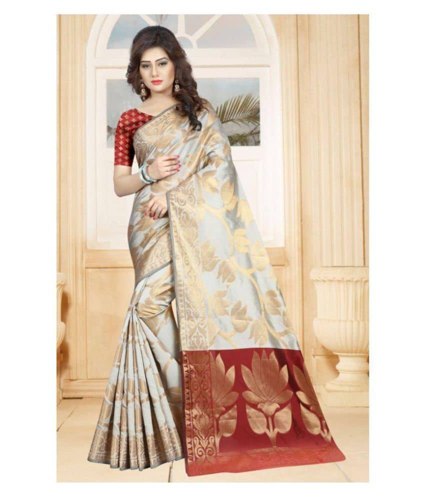Gazal Fashions Silk Printed Saree With Unstitched Blouse Piece ( Multicolor ) - Sarees | Buy online on ZillyBuy