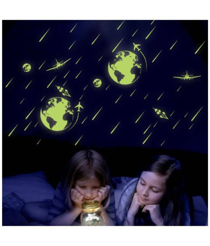 Jaamso Royals Radium Mother Earth Moon & Stars Moon & Stars PVC Glow in the Dark Sticker