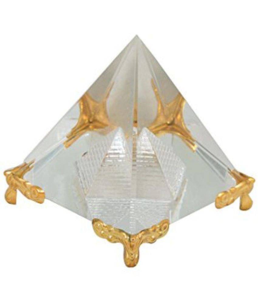     			Ratnatraya Feng Shui Crystal Pyramid With Yellow Stand  for Vastu