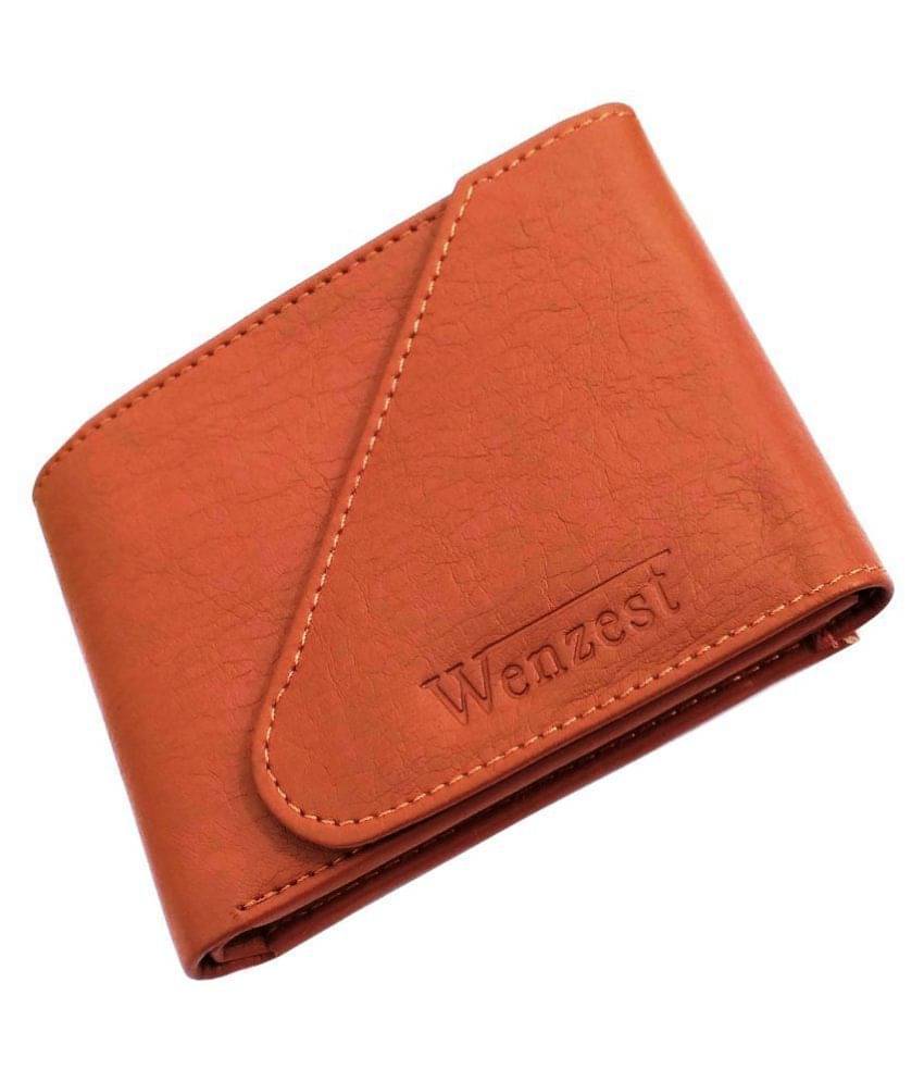     			WENZEST PU Tan Formal Short Wallet