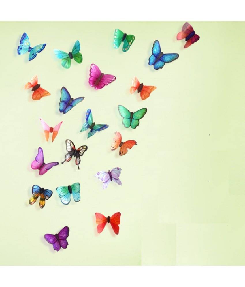 Jaamso Royals Multicolor 3D Butterflies Nature Nature PVC 3D Sticker Jaamso Royals Multicolor 3D Butterflies Nature Nature PVC 3D Sticker