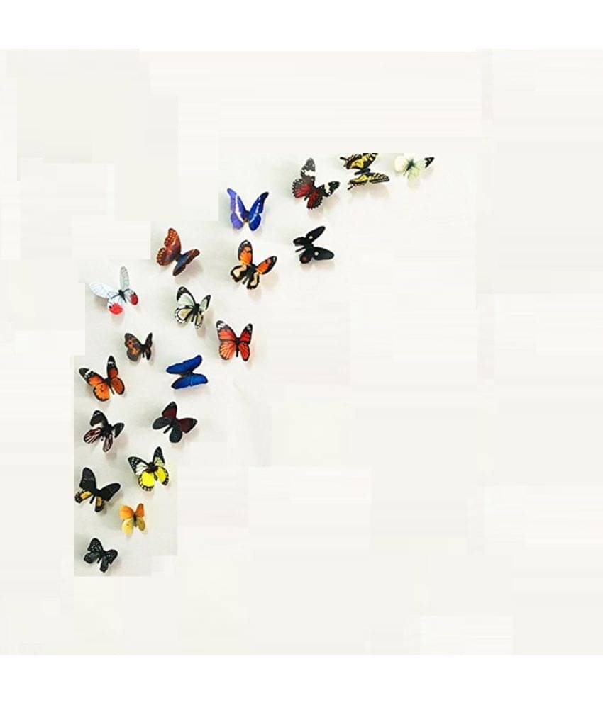 Jaamso Royals Multicolor 3D Butterflies Nature Nature PVC 3D Sticker Jaamso Royals Multicolor 3D Butterflies Nature Nature PVC 3D Sticker