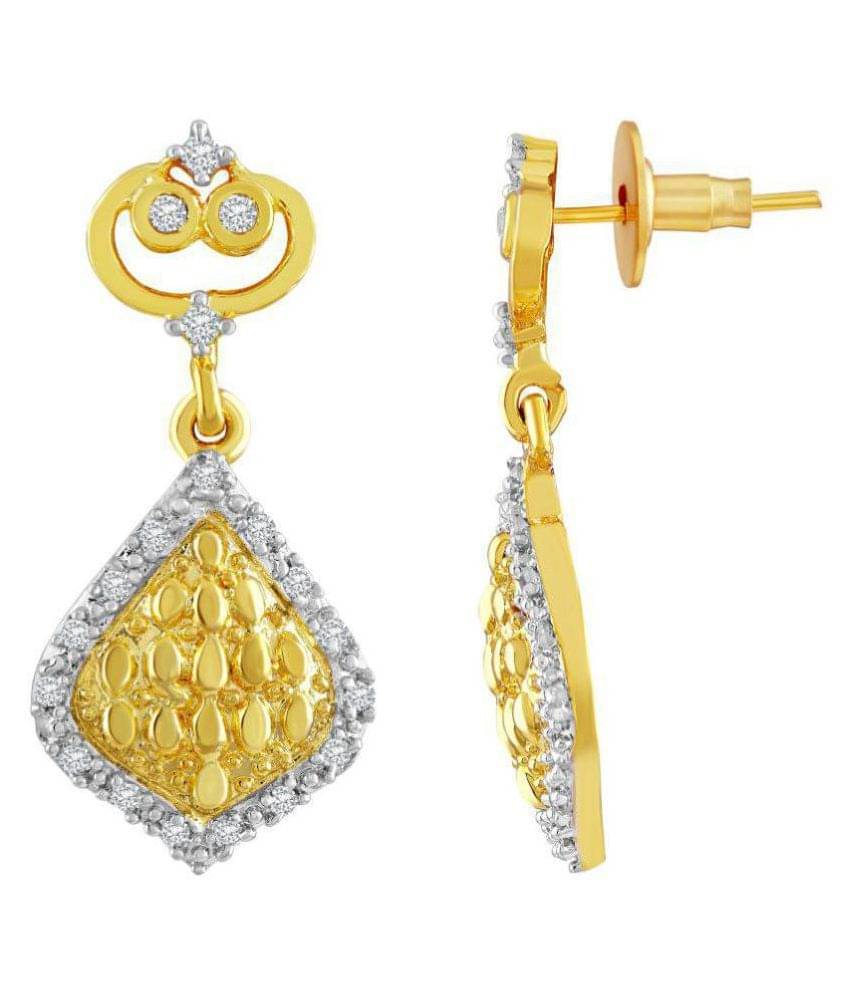 Asmitta Pretty American Diamond Gold Plated Dangle Earring For Women Asmitta Pretty American Diamond Gold Plated Dangle Earring For Women