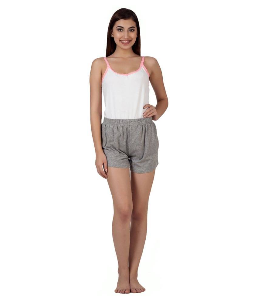Clovia Cotton Night Shorts - Grey Clovia Cotton Night Shorts - Grey