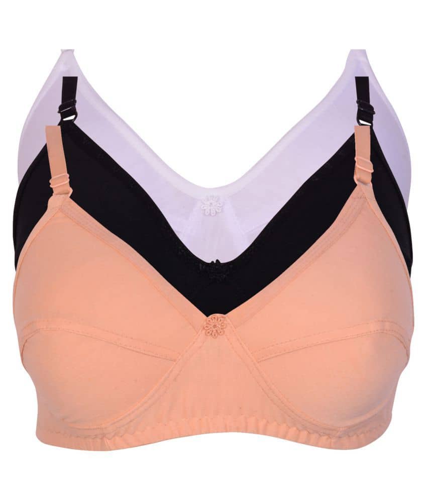 Kiran Enterprises Pack of 3 Cotton Non Padded Women's Minimizer Bra ( Black )