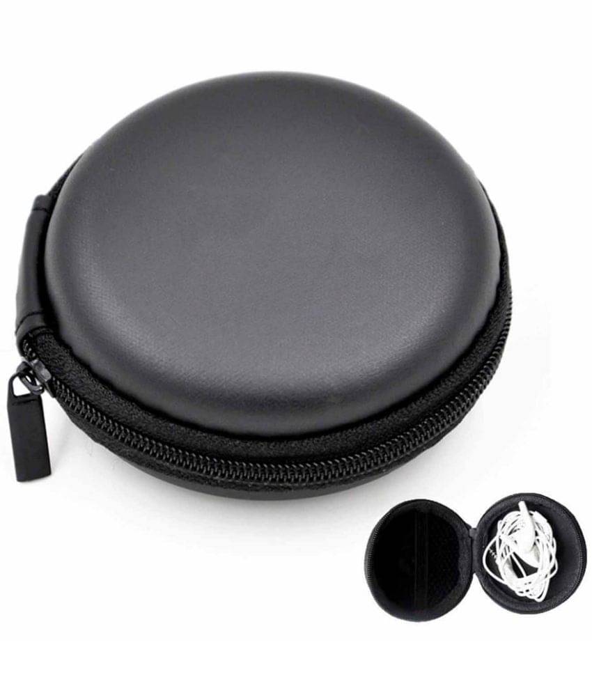     			Portable Case for Headphones Case Mini Zippered Round Storage Hard Bag Headset Box for Earphone Case SD TF Cards Earphone Bag (Fabric)