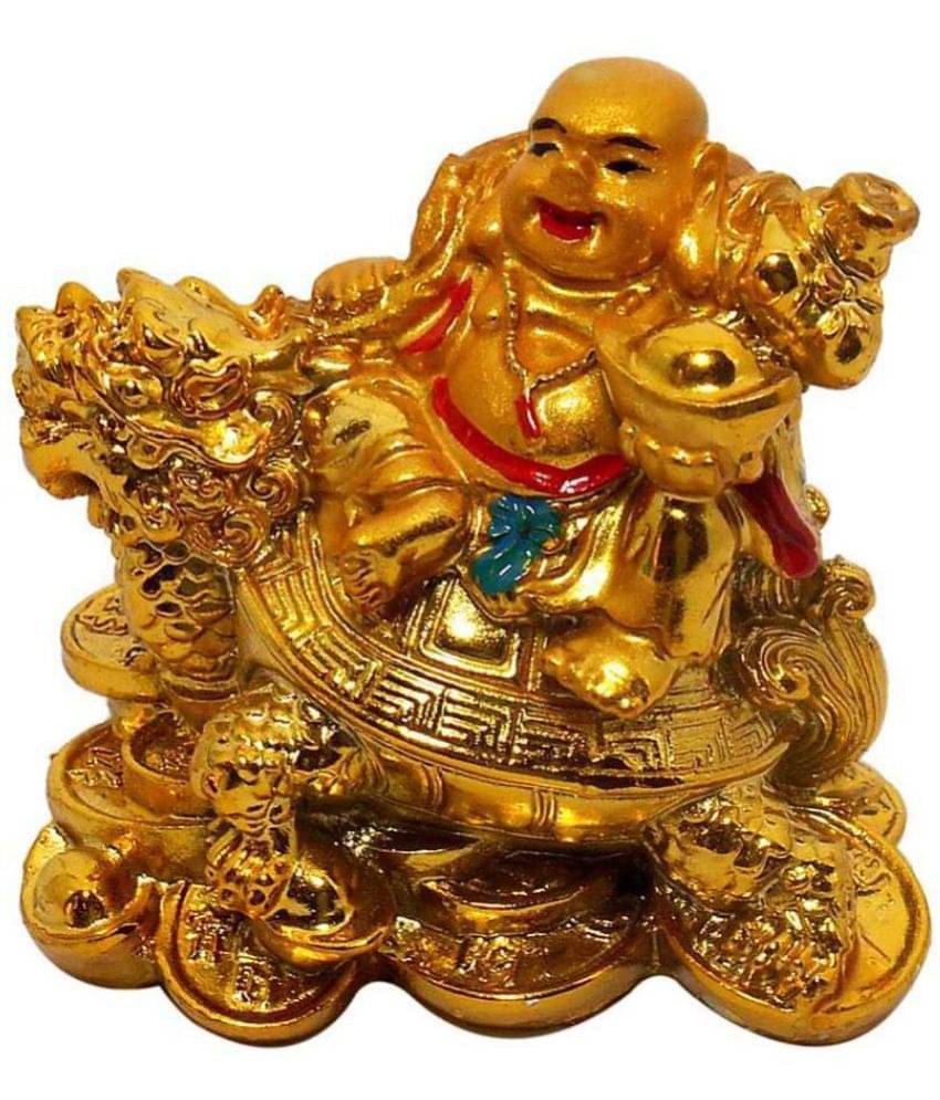     			Vastu / Feng Shui / Small Laughing Buddha Sitting On Dragon Tortoise For Happiness, Wealth & Goodluck