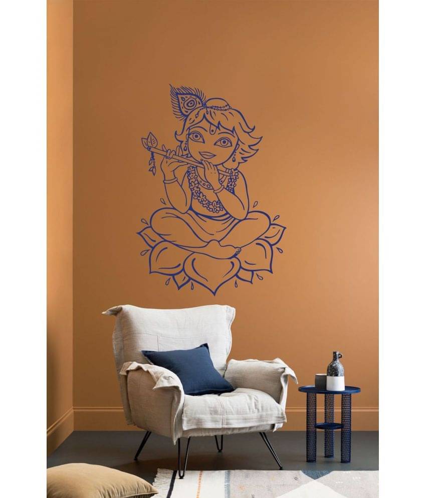 Decor Villa Lord krishna with lotus Religious & Inspirational Religious & Inspirational PVC Sticker     			Decor Villa Lord krishna with lotus Religious & Inspirational Religious & Inspirational PVC Sticker