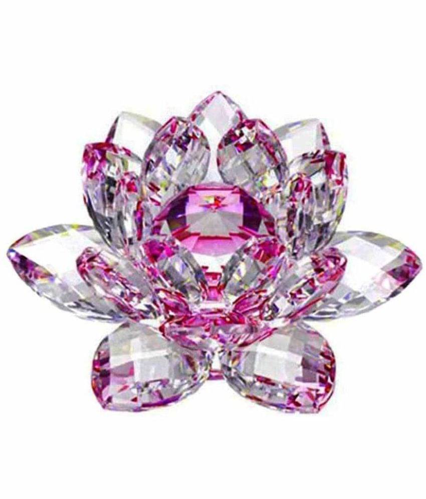     			Sunaina Collection Pink Glass High Quality Hue Reflection Crystal Lotus Flower with Gift Box