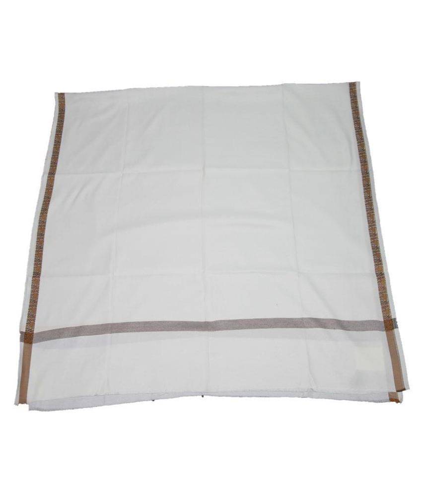     			Vrinde White Solid Woolen Shawls