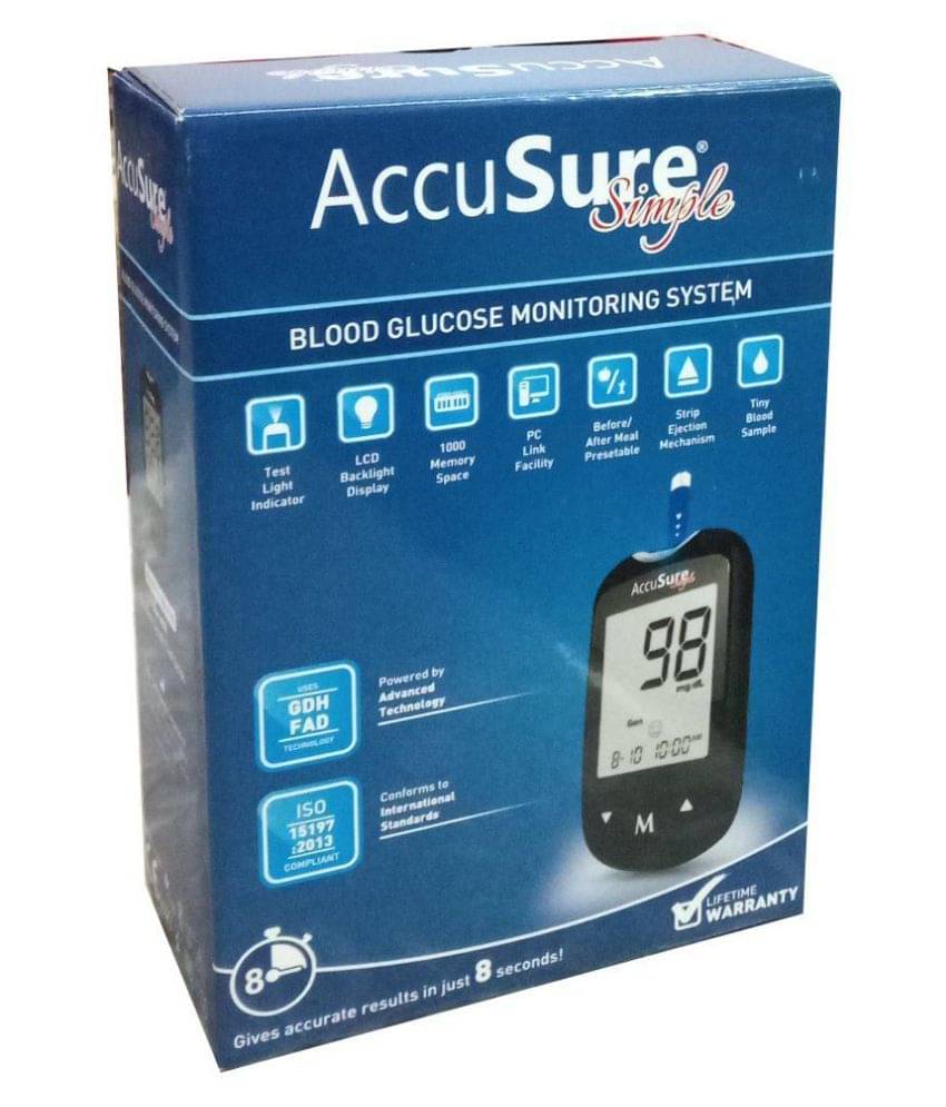 Accusure GLUCOSE MONITOR SIMPLE WITH 25 TEST STRIPS Accusure GLUCOSE MONITOR SIMPLE WITH 25 TEST STRIPS