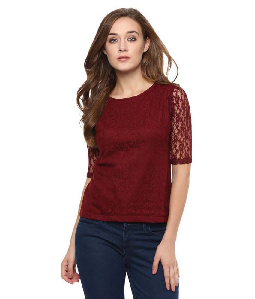 Miss Chase Women's Cotton Regular Top ( Maroon ) Miss Chase Women's Cotton Regular Top ( Maroon )