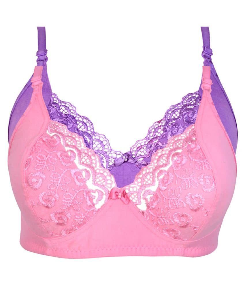 Kiran Enterprises Pack of 2 Cotton Women's Minimizer Bra ( Maroon )