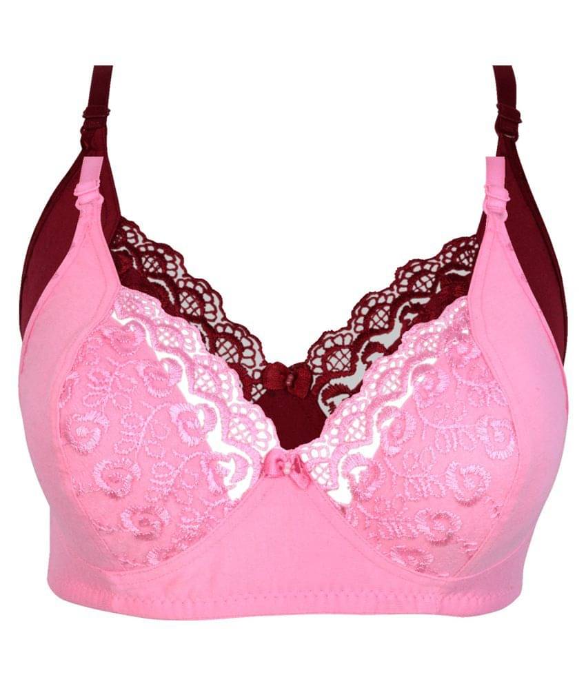    			Kiran Enterprises Pack of 2 Cotton Women's Minimizer Bra ( Maroon )