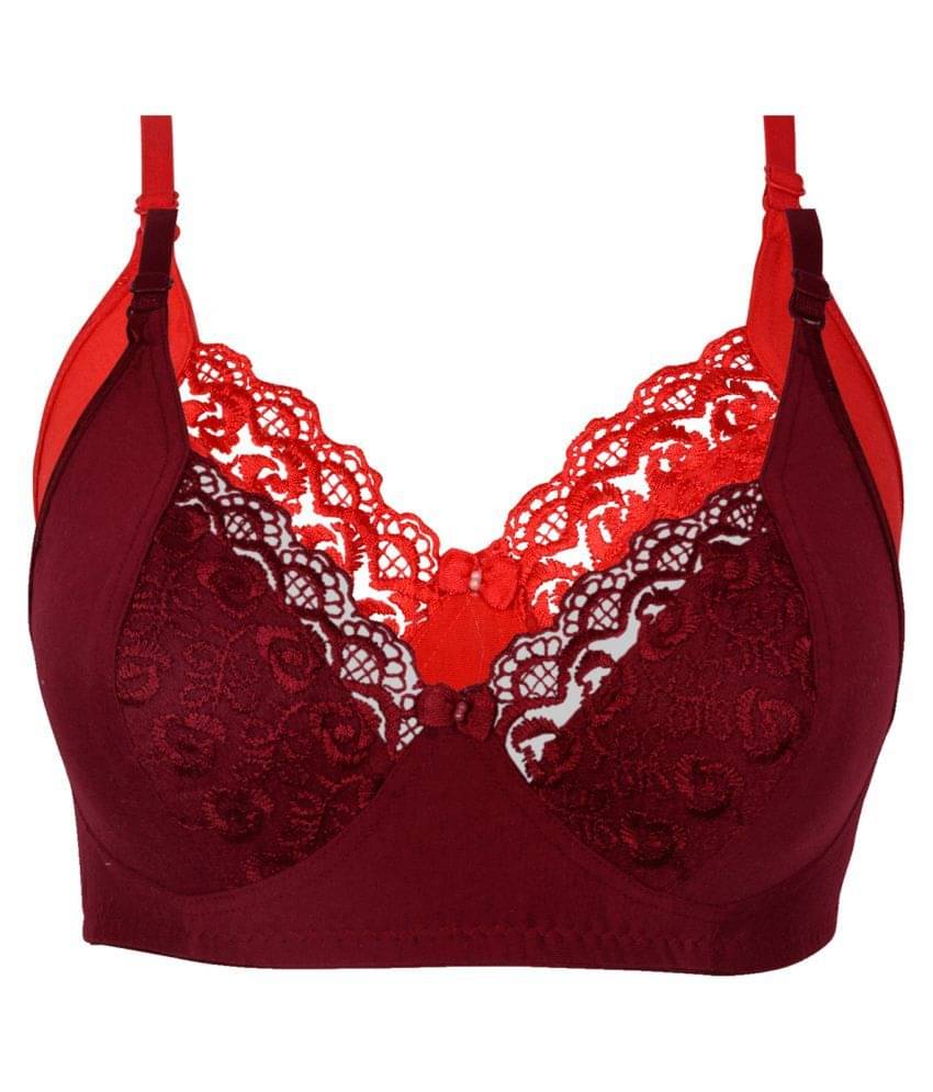     			Kiran Enterprises Pack of 2 Cotton Women's Minimizer Bra ( Maroon )
