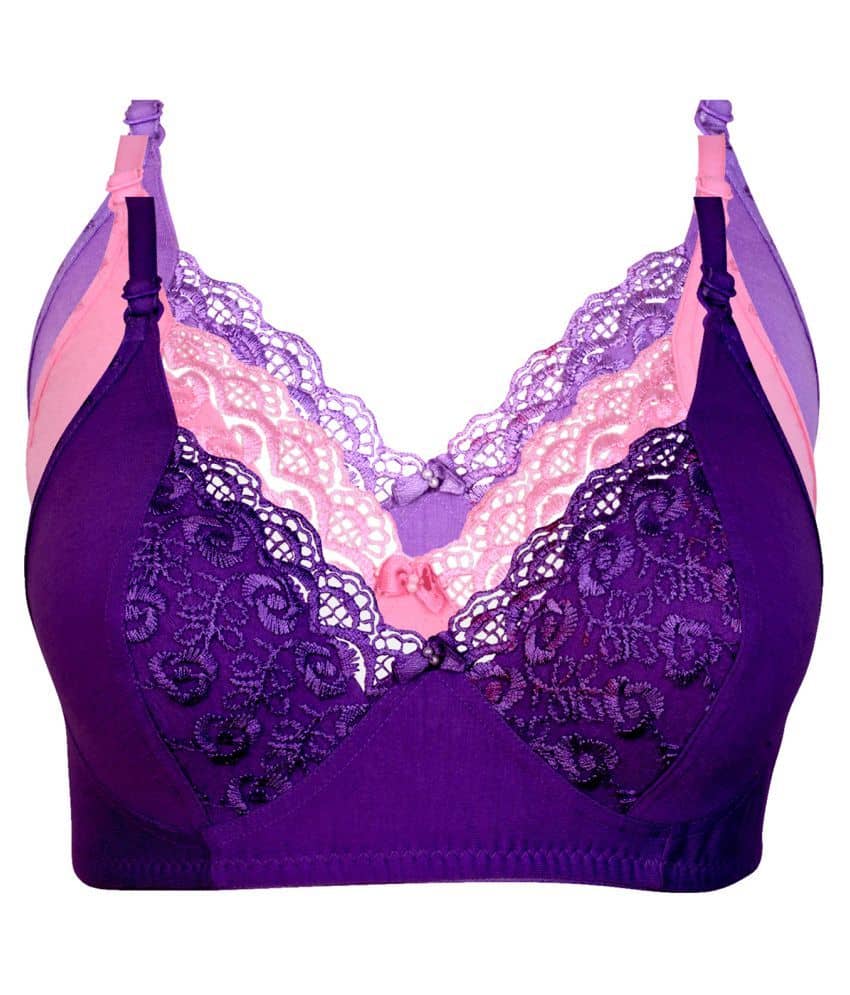 Kiran Enterprises Cotton Push Up Bra - Purple