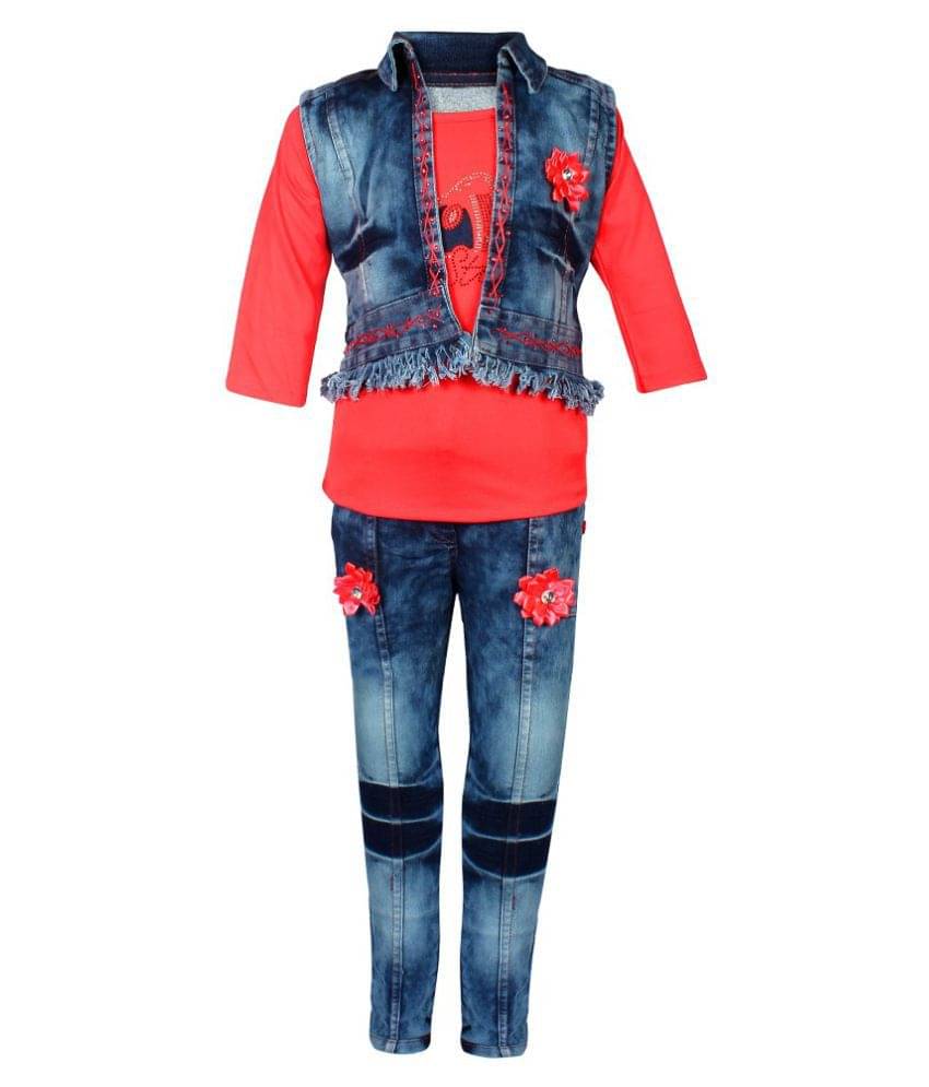     			Arshia Fashions Pack of 3 Girls Denim T-shirt With Jeans ( Multi Color )