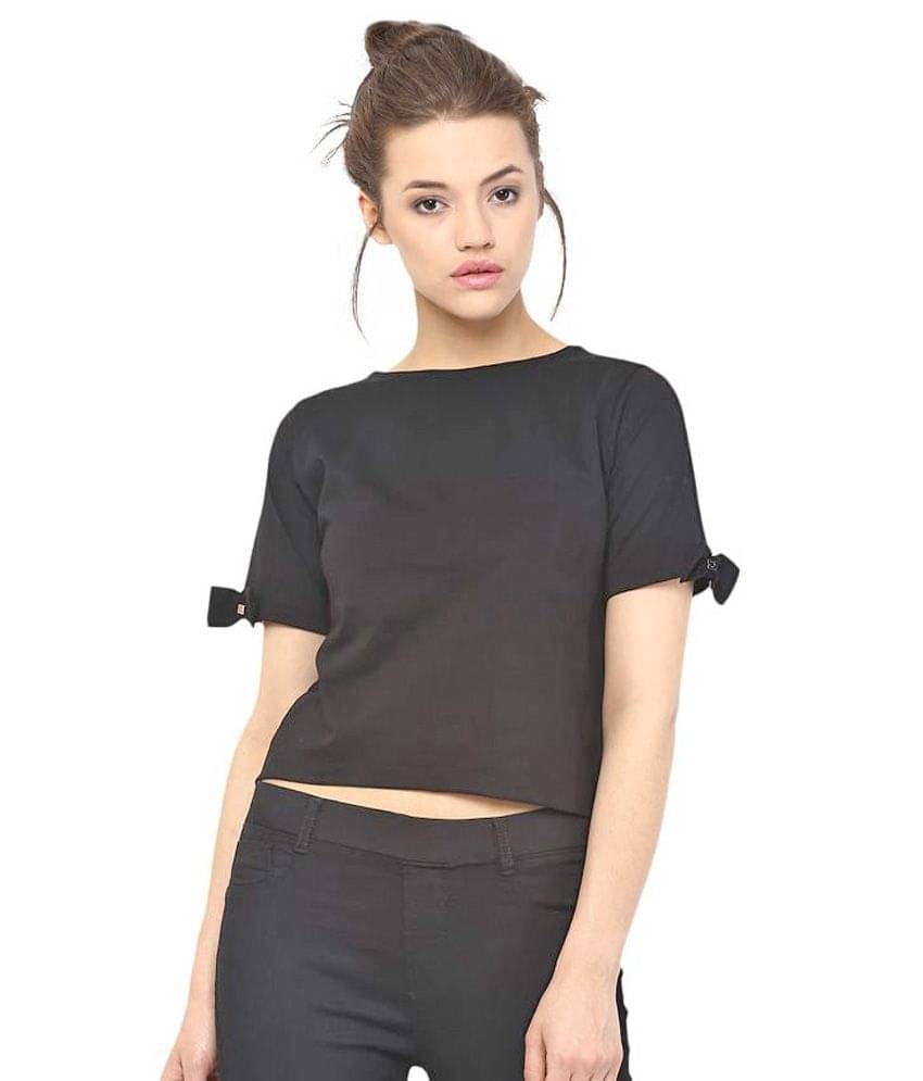     			Miss Chase Women's Cotton Crop Top ( Black )
