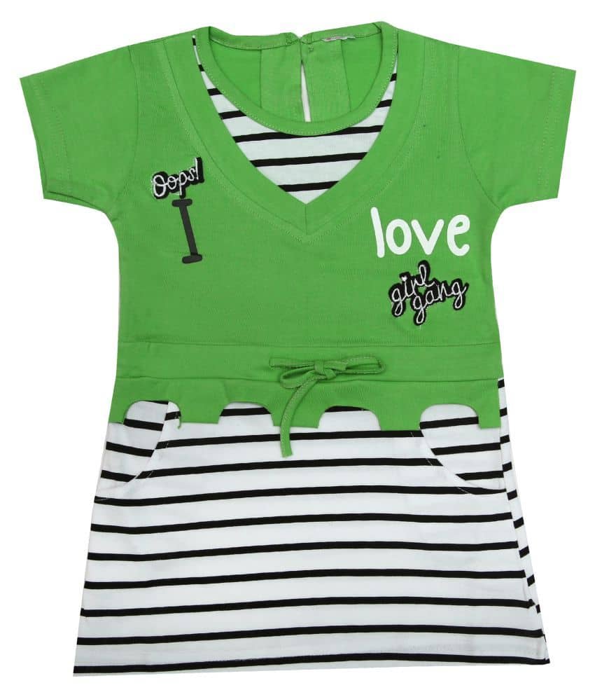 Zadmus 100% Cotton A-line For Girls ( Pack of 1 , Green )