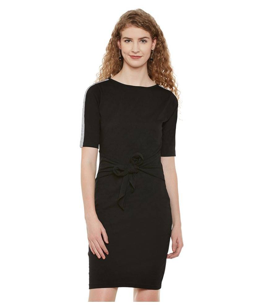     			Miss Chase Women Cotton Bodycon Dress ( Black )