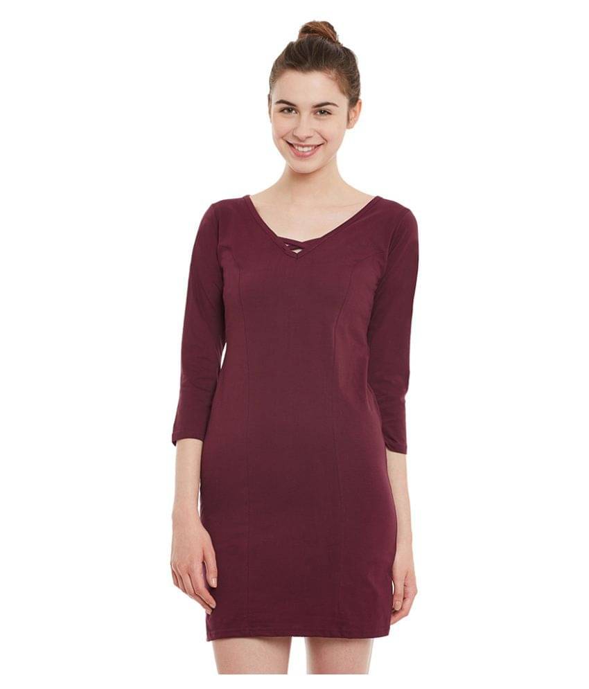     			Miss Chase Women Cotton Shift Dress ( Maroon )