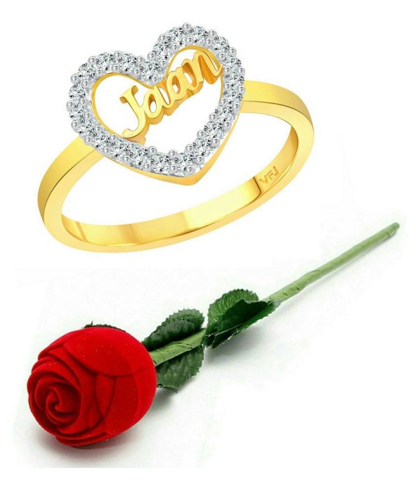     			Vighnaharta My Love "JAAN" CZ Gold and Rhodium Plated Alloy Ring with Rose Ring Box for Women and Girls - [VFJ1295ROSE-G14]