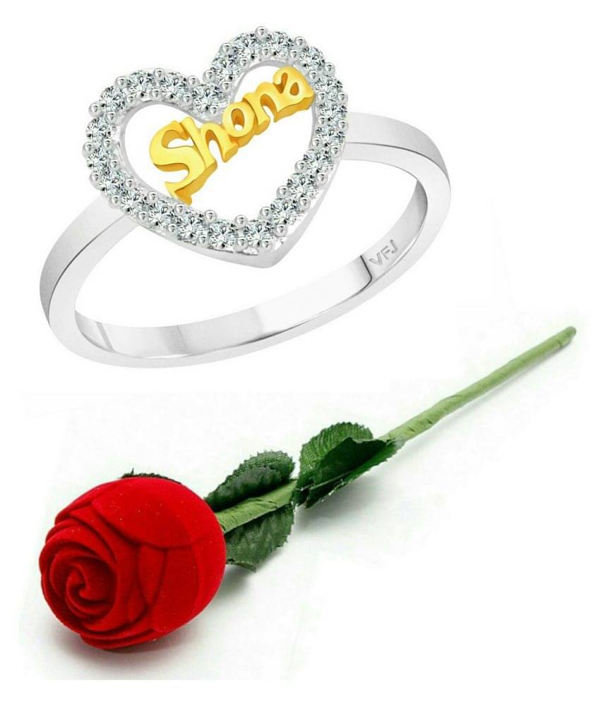     			Vighnaharta My Love "SHONA" CZ Rhodium Plated Alloy Ring with Rose Ring Box for Women and Girls - [VFJ1298ROSE12]