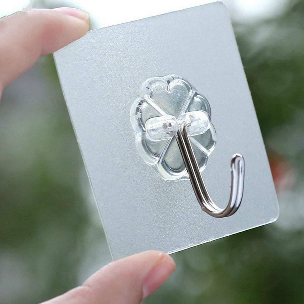     			WowObjects 5pcs Load Bearing 10KG Seamless Adhesive Hook Strong Stick Hook Kitchen Hanger (Plastic)
