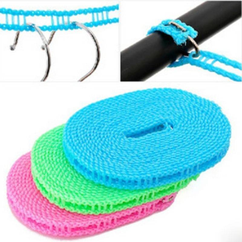     			Outdoor Windproof 3m/5m Adjustable Strength Nylon Durable Anti Slip Drying Cloth Rope Clothesline Washing Line Laundry (Length 5m)