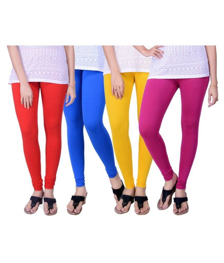     			TCG Pack of 4 Girls Cotton Blend Leggings ( Multi )