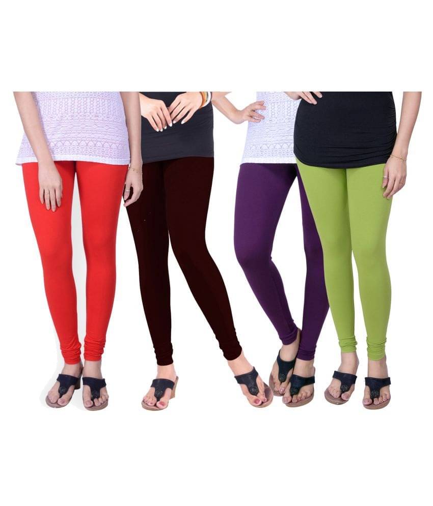     			TCG Pack of 4 Girls Cotton Blend Leggings ( Multi )