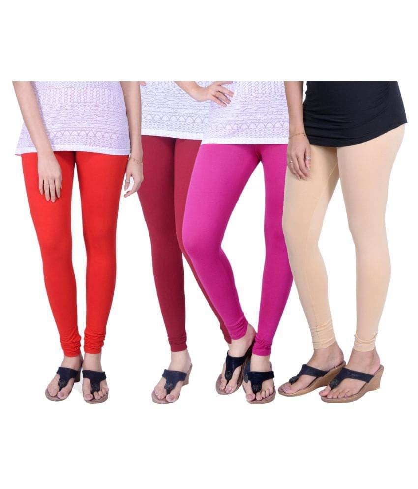     			TCG Pack of 4 Girls Cotton Blend Leggings ( Multi )