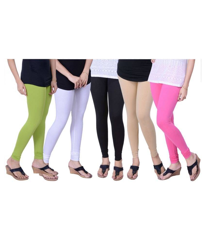     			TCG Pack of 5 Girls Cotton Blend Leggings ( Multi )