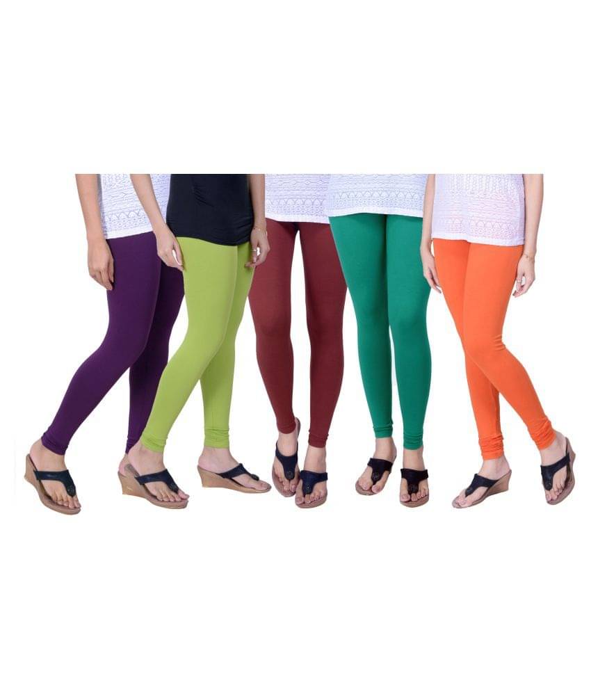     			TCG Pack of 5 Girls Cotton Blend Leggings ( Multi )