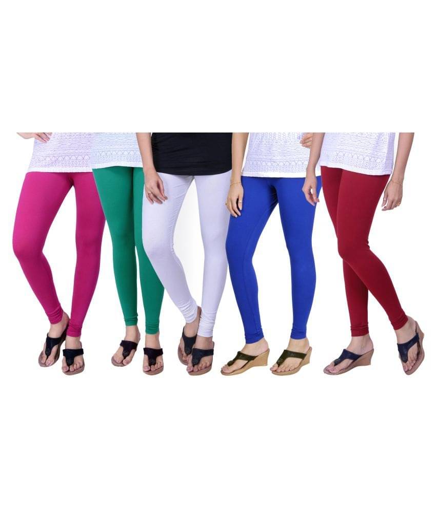    			TCG Pack of 5 Girls Cotton Blend Leggings ( Multi )