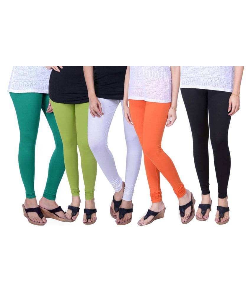     			TCG Pack of 5 Girls Cotton Blend Leggings ( Multi )