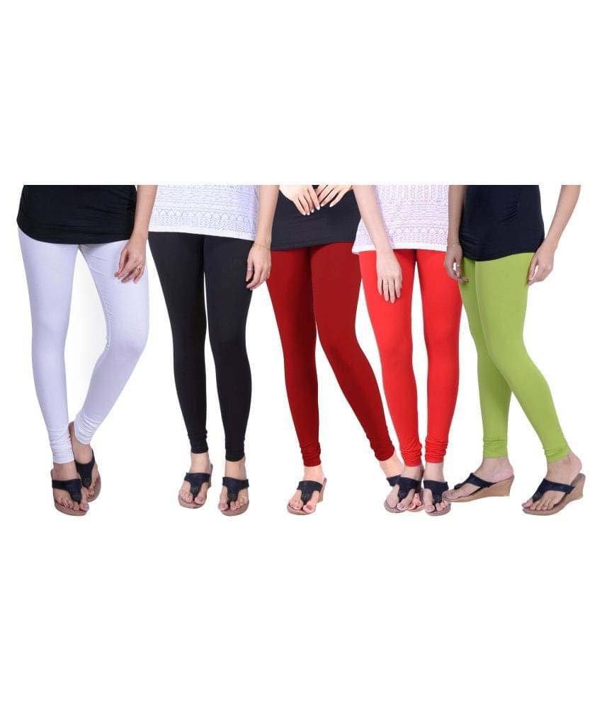     			TCG Pack of 5 Girls Cotton Blend Leggings ( Multi )