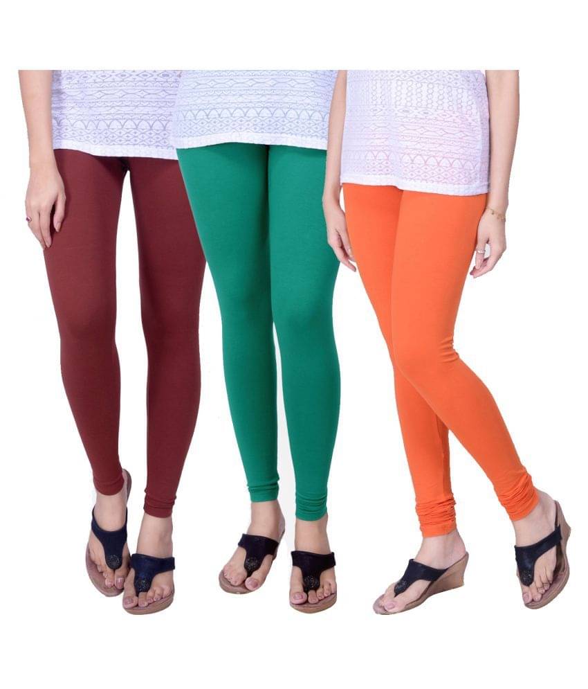     			TCG Pack of 3 Girls Cotton Blend Leggings ( Multi )