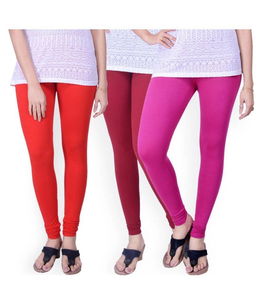     			TCG Pack of 3 Girls Cotton Blend Leggings ( Multi )