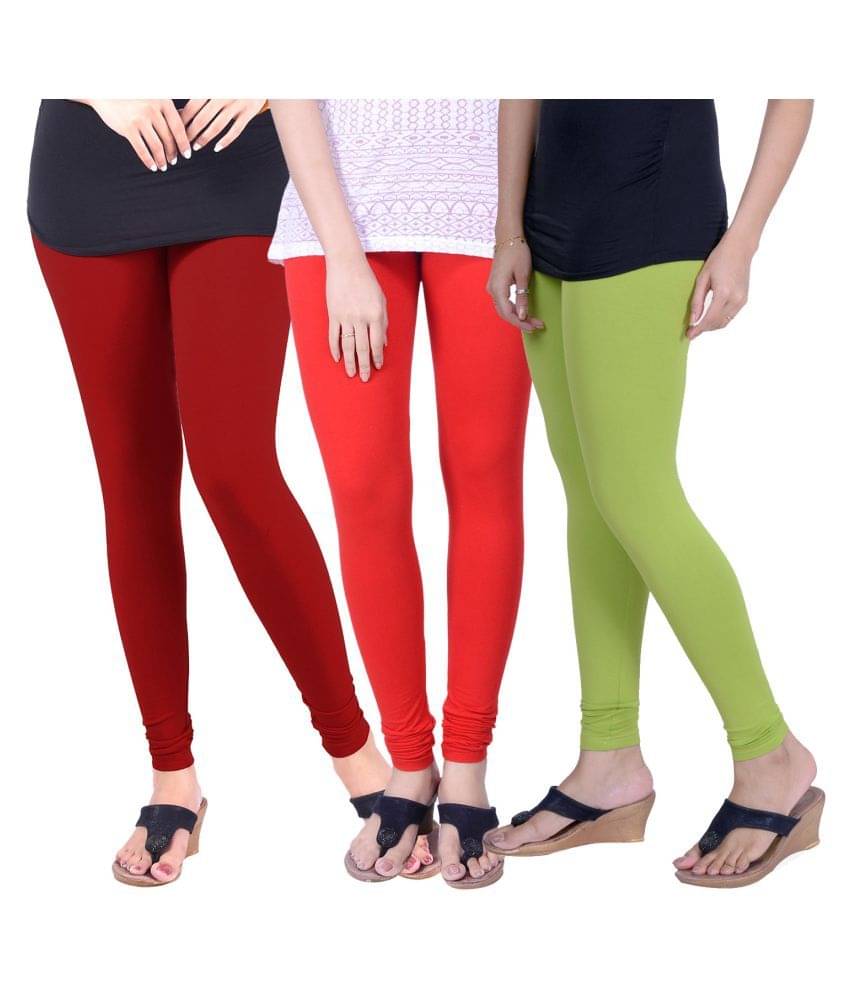     			TCG Pack of 3 Girls Cotton Blend Leggings ( Multi )