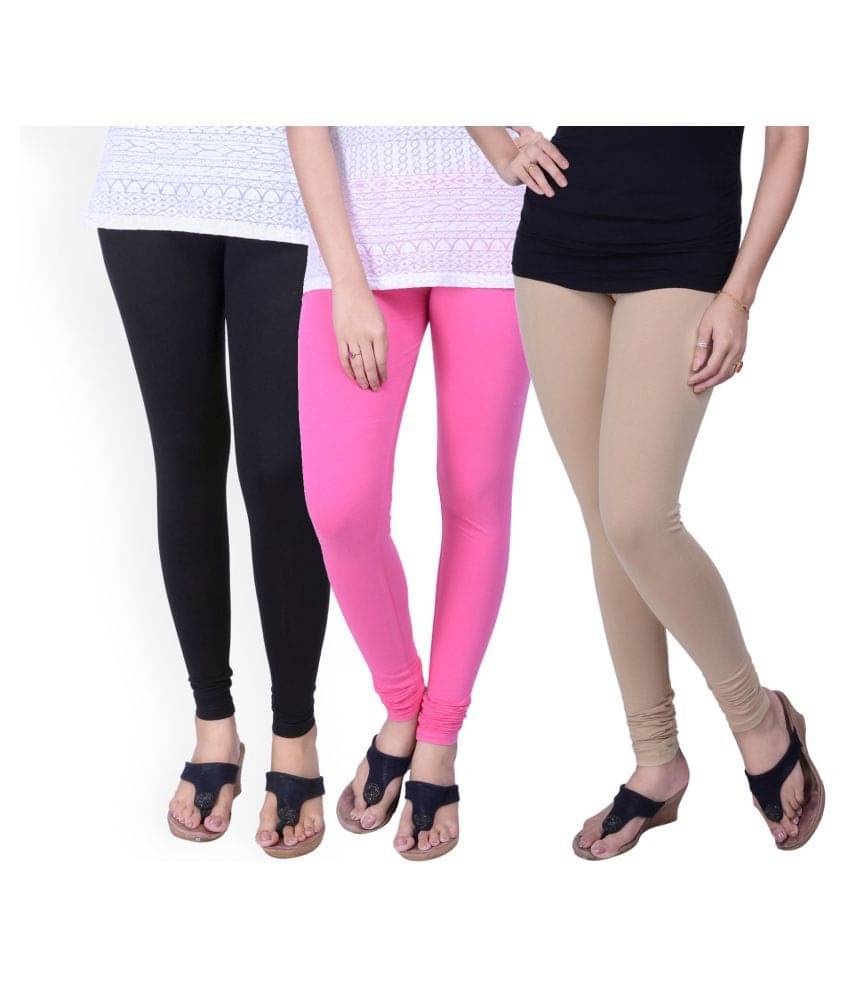     			TCG Pack of 3 Girls Cotton Blend Leggings ( Multi )