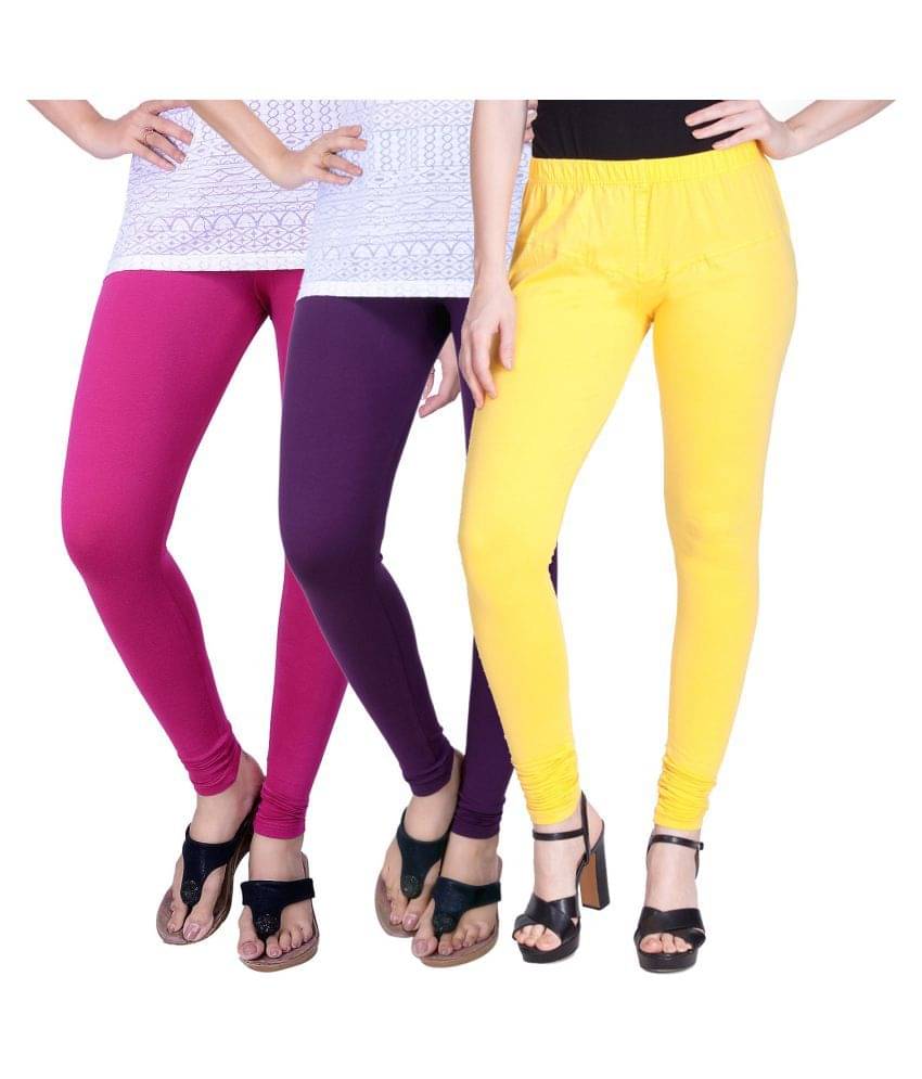     			TCG Pack of 3 Girls Cotton Blend Leggings ( Multi )