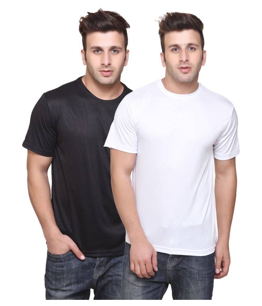 Funky Guys Polyester Slim Fit Solid Half Sleeves Men's Round Neck T-Shirt - ( Pack of 2 ) Funky Guys Polyester Slim Fit Solid Half Sleeves Men's Round Neck T-Shirt - ( Pack of 2 )