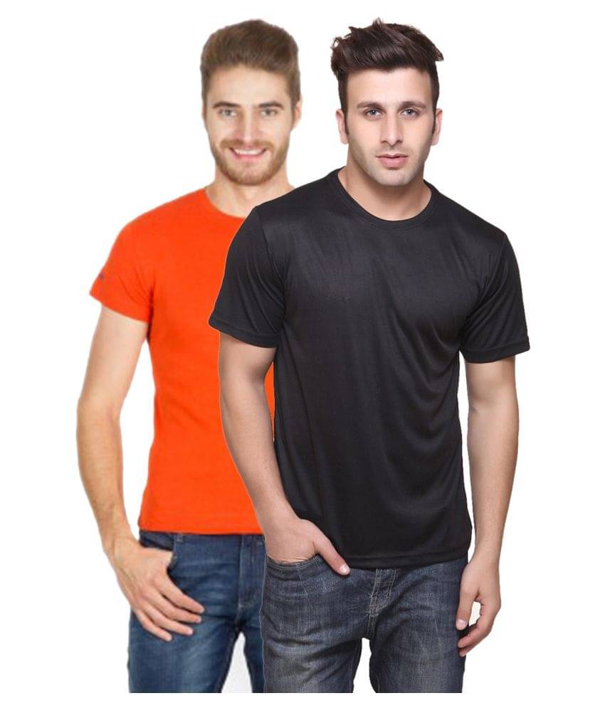 Funky Guys Polyester Slim Fit Solid Half Sleeves Men's Round Neck T-Shirt - ( Pack of 2 ) Funky Guys Polyester Slim Fit Solid Half Sleeves Men's Round Neck T-Shirt - ( Pack of 2 )