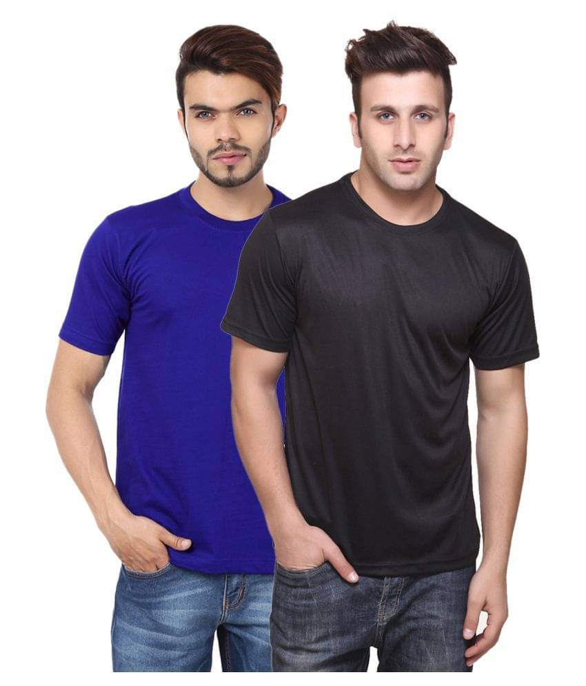 Funky Guys Polyester Slim Fit Solid Half Sleeves Men's Round Neck T-Shirt - ( Pack of 2 ) Funky Guys Polyester Slim Fit Solid Half Sleeves Men's Round Neck T-Shirt - ( Pack of 2 )