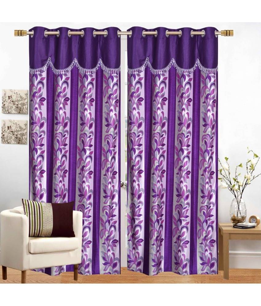 Stella Creations Set of 2 Door Eyelet Curtains Floral Purple Stella Creations Set of 2 Door Eyelet Curtains Floral Purple