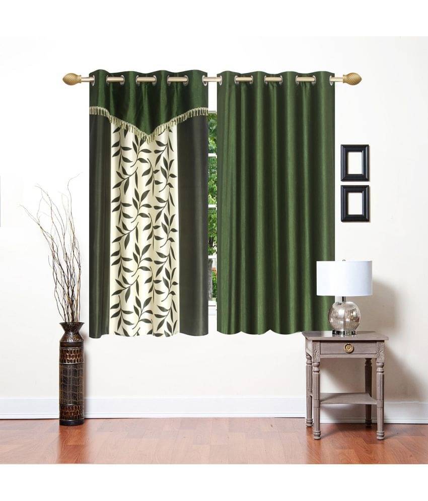 Stella Creations Set of 2 Window Eyelet Curtains Floral Green Stella Creations Set of 2 Window Eyelet Curtains Floral Green