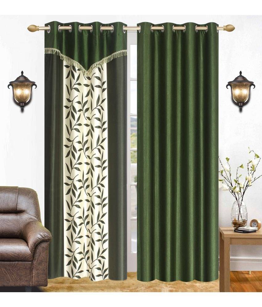 Stella Creations Set of 2 Door Eyelet Curtains Floral Green Stella Creations Set of 2 Door Eyelet Curtains Floral Green