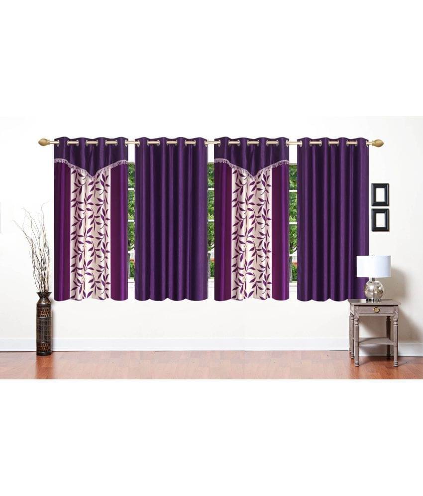 Stella Creations Set of 4 Window Eyelet Curtains Floral Purple Stella Creations Set of 4 Window Eyelet Curtains Floral Purple